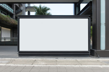 Large blank billboard on a street wall,  banners with room to add your own text - obrazy, fototapety, plakaty