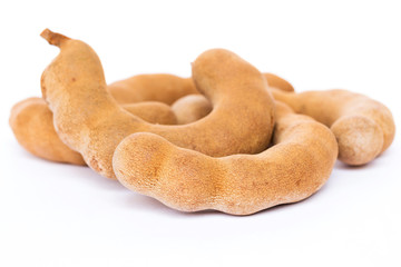 Sweet tamarind (Tamarind indica L.) isolated on white background