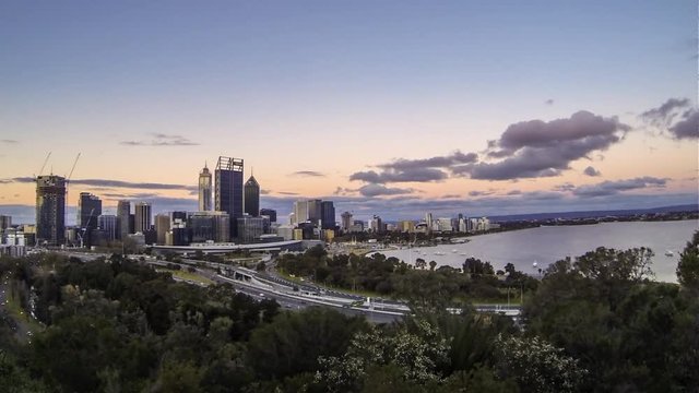 Perth Skyline Sunset Timelapse Australia