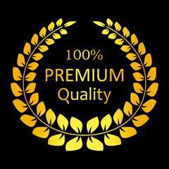 Laurel wreath with text premium quality on black background vector
