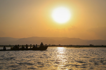 Sunset on inle lake, Burma