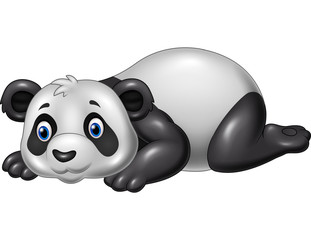 Cartoon funny panda lying down