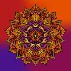 Outline Mandala. Decorative round ornament. Weave design element. Yoga logo, background for meditation poster.