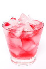 Summer cocktail; fresh juice with sparkling on ice isolated on white background