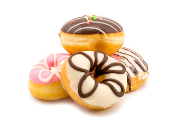 Pile of assorted homemade tasty donuts