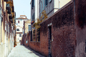 Traditional street view of old buildings in Venice, ITALY