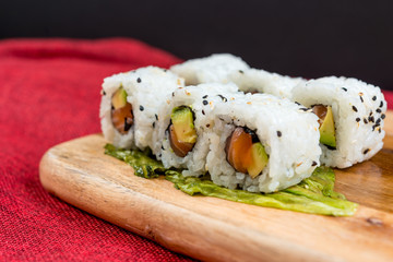 Japanese food Sushi Roll Maki of Salmon and avocado