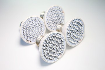 AC LED lamp on white board background.