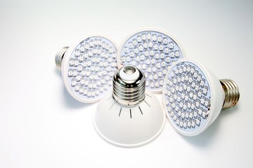 AC LED lamp on white board background.