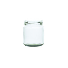 Photo of an Empty glass jar isolated on a white background