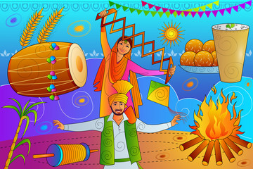 Happy Lohri Punjab festival celebration background