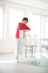 Child inside interior of modern home