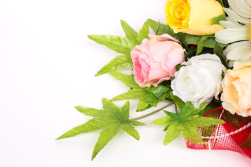 Artificial flowers made from fabric for delicate background
