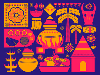 Happy Pongal festival celebration background