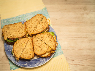 Sandwich home made on wood table