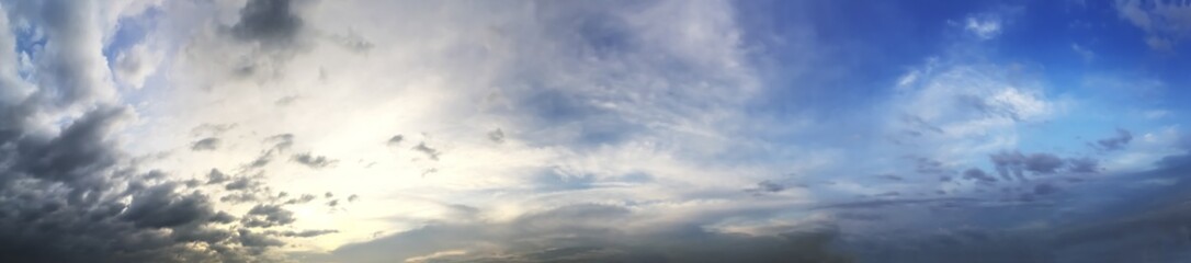 Panorama of Sunset Sky and Clouds Background.