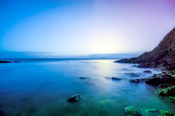 Fototapeta na wymiar sunrise on the coast of Ireland, Portmarnock. Toned image