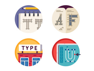 Type font pixel perfect icons set