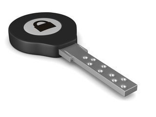 Automobile key on white background. Isolated 3D image