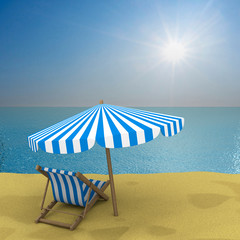 Vacation on the seashore. 3D image