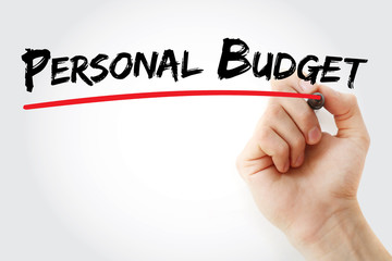 Hand writing Personal budget with marker, concept background