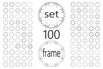 Set of round frames. 100 vector elements for design