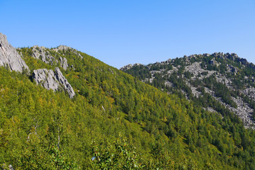 The views of the national Park and beautiful mountains. National Park Taganay, Chelyabinsk oblast, Russia.