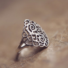 beautiful ornamental silver ringon