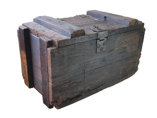 military wooden crate  / Old wooden crate / isolated white