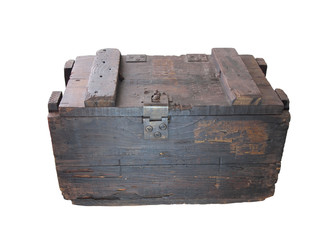 military wooden crate  / Old wooden crate / isolated white