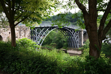 The ironbridge in the village of ironbridge, telford, shropshire, UK. The world's first bridge built from cast iron.