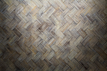 Bamboo weave from handmade crafts basket with dirty fungus or mold. Wood texture, wood background for interior, exterior and industrial construction concept design.