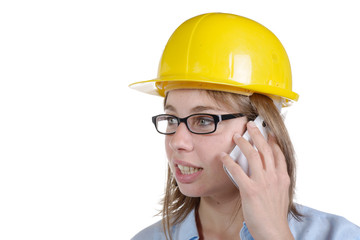 young female architect on the phone
