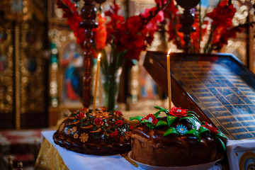 loaf with candles and vase  biscuits for wedding ceremony