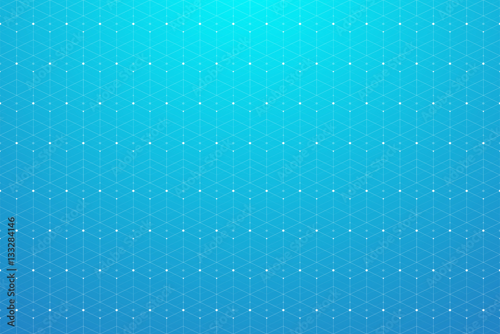 Poster Geometric pattern with connected line and dots. Graphic background connectivity. Modern stylish polygonal backdrop for your design. Vector illustration.