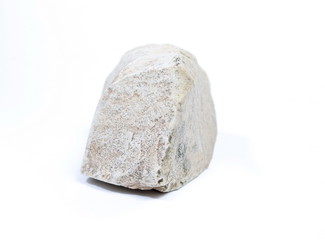 Single natural stone on white background