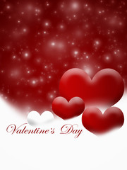 Illustration of a hearts on red  winter background