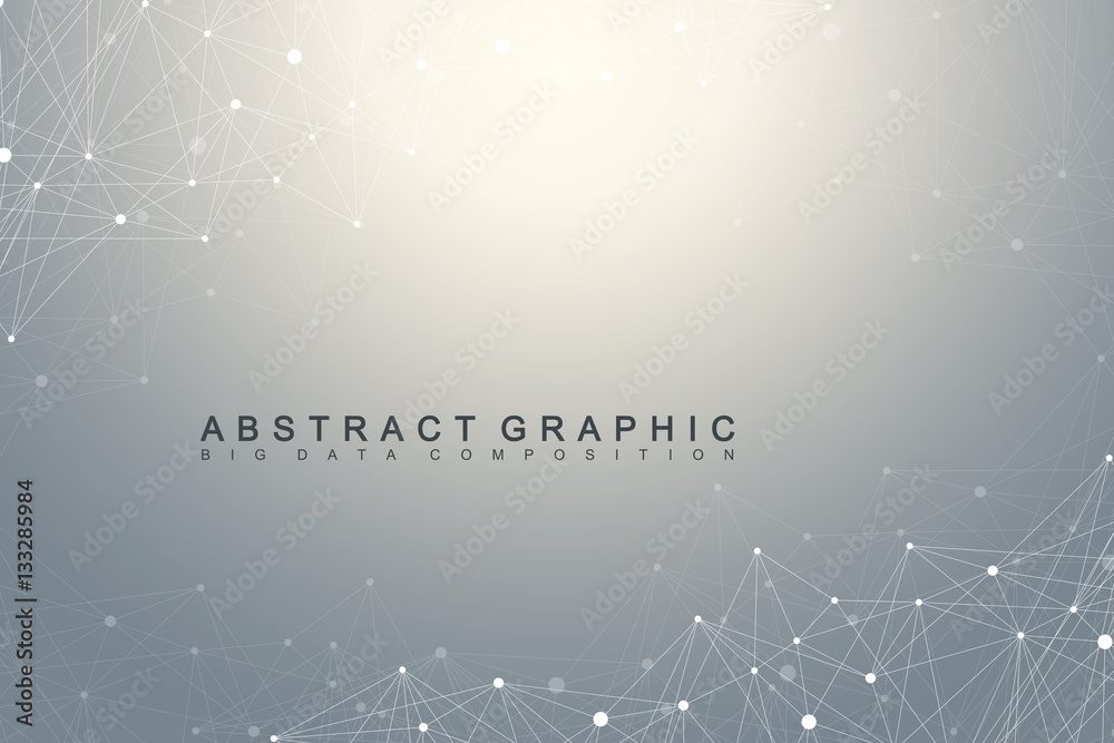 Aufkleber Big data complex. Graphic abstract background communication. Perspective backdrop of depth. Minimal array with compounds lines and dots. Digital data visualization. Vector illustration Big data.