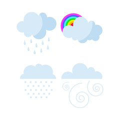 Set of rainy weather clouds icons vector.