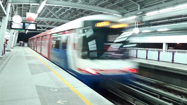 BTS train with blur motion, Bangkok, Thailand