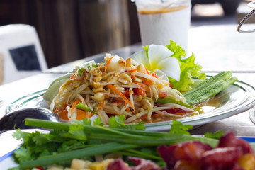 Thai spicy food papaya spicy.
