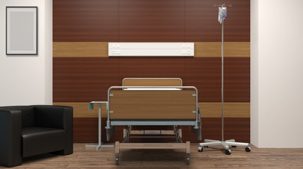 Hospital ward. Interior room in the hospital. 3D rendering