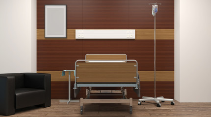 Hospital ward. Interior room in the hospital. 3D rendering