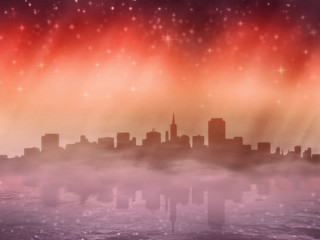 Fototapeta na wymiar Dramatic city night background