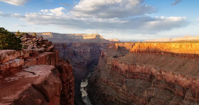 Grand Canyon and river Colorado at sunset Timelapse 4k