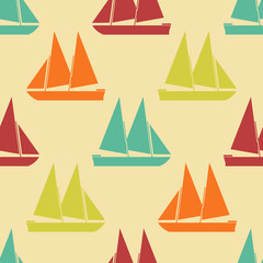 Retro boat seamless pattern