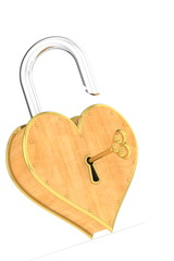3D illustration Castle in heart-shaped open key.