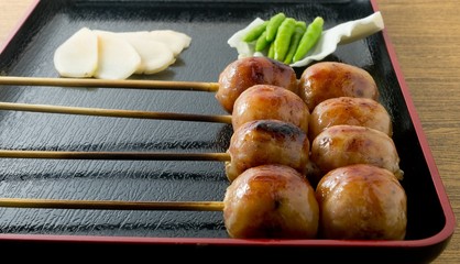 Thai Style Grilled Sausages on Bamboo Skewer