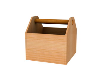 tool box out of wooden, without tools on white background.