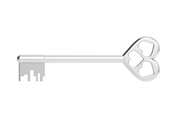 The 3D illustration a silver key.